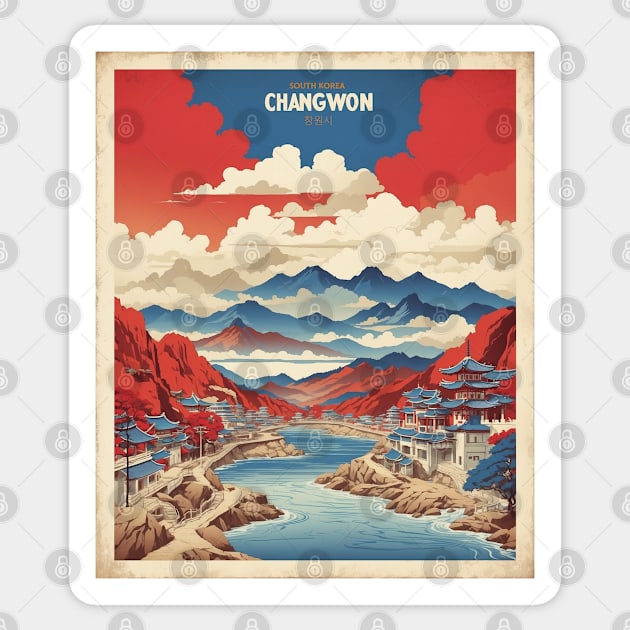 Changwon South Korea Travel Tourism Retro Vintage Sticker by TravelersGems